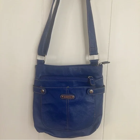 Rossetti Faux Leather Cobalt Blue Crossbody Adjustable Strap y2k / 00s Purse - Picture 3 of 4